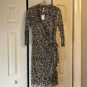 Faux wrap animal print Sweet Pea dress